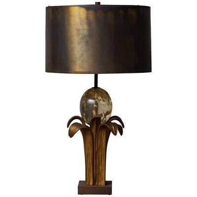 Bronze and Fractal Resin Table lamp by Maison Charles 1980s