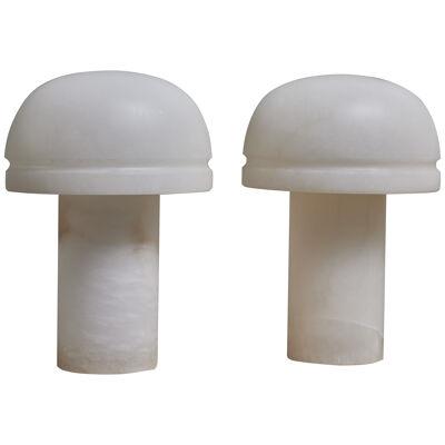 Pair of Small Alabaster Table Lamps