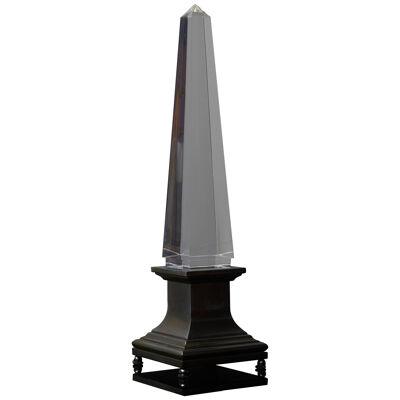 Lucite and Brass Obelisk Table Lamp by Sandro Petti for Maison Jansen, 1970s