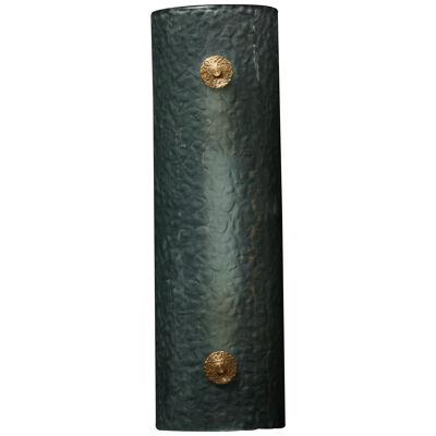 Teal Murano Wall Sconce with Brass Accents