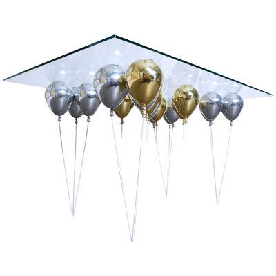 Up Balloon Dining Table, Gold & Silver Balloons