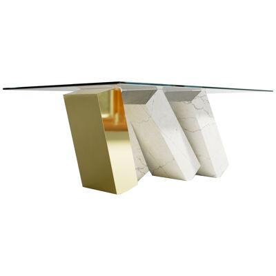 Megalith Coffee Table, White Marble & Gold Finish