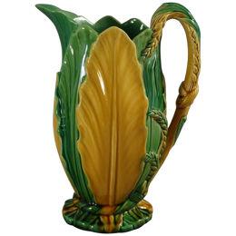 Minton Majolica Wheat And Leaves Jug Pitcher