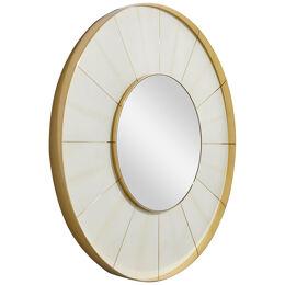 White and Gold-Toned Mirror Saint Germain by Hervé Langlais Parchment and Brass