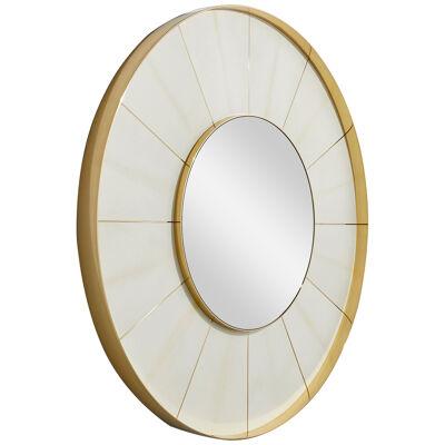White and Gold-Toned Mirror Saint Germain by Hervé Langlais Parchment and Brass
