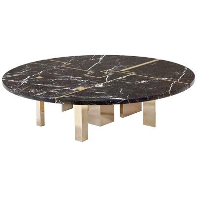 Round Black Marble Nero Marquina Coffee Table Architecture by Hervé Langlais