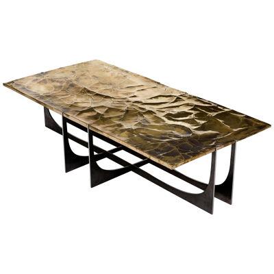 Gold-Toned Bronze and Steel Table Atacama by Erwan Boulloud 