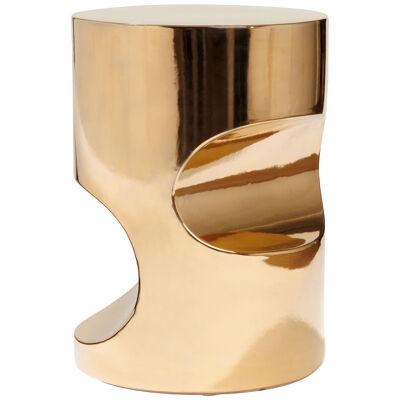 Gold-Toned Ceramic Stool Fetiche by Hervé Langlais Made in France