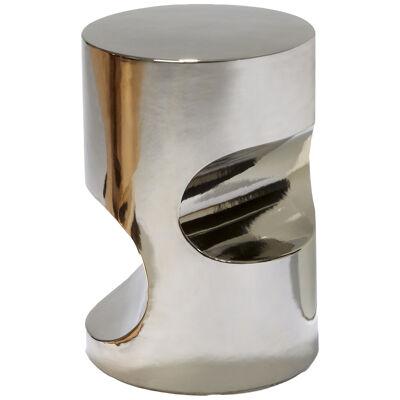 Platinum-Toned Ceramic Stool Fetiche by Hervé Langlais Made in France