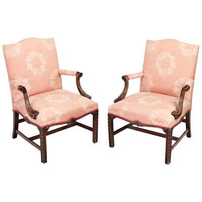 Pair 19th Century Gainsborough Library Chairs