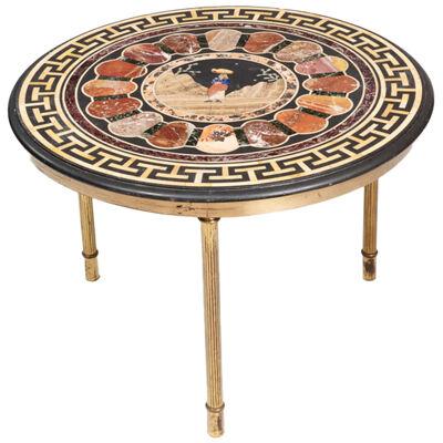 19th Century Brass Mounted Circular Speciman Top Coffee Table