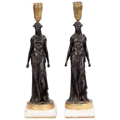 Pair 19th Century Regency Candlesticks In The Manner Of William Kent