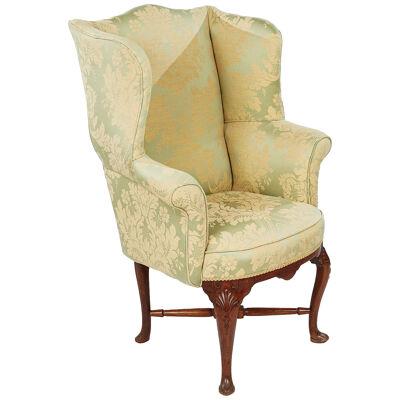 18th Century Mahogany Fully Upholstered Wing Chair