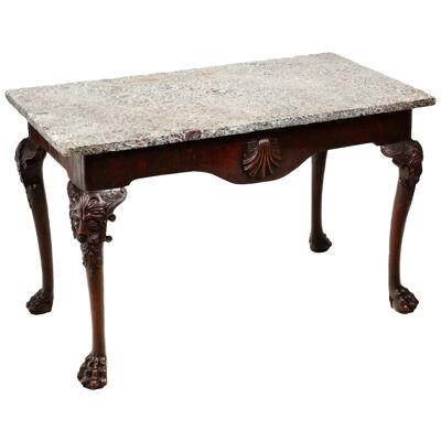 18th Century Irish Walnut Side Table With Marble Top