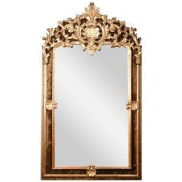 19th Century Gilt Overmantle Mirror With Velvet Border
