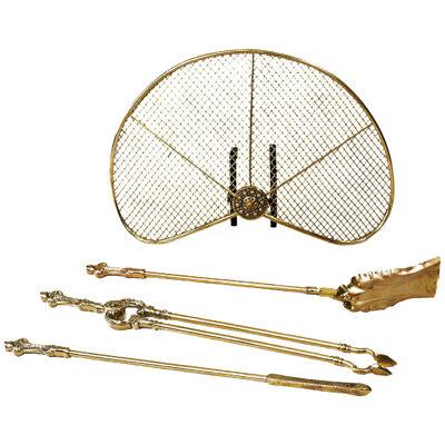 19th Century Brass Fan-Shaped Spark Guard
