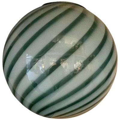 Contemporary Blue and Milky-White Sphere Pendant in Murano Glass