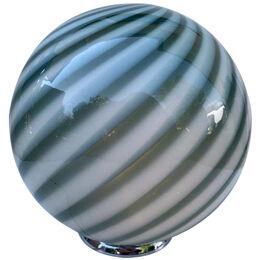 Contemporary Milky-Green Sphere in Murano Glass Swirl Table Lamp