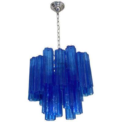 Contemporary Blue "Tronchi" Murano Glass Sputnik Chandelier