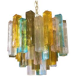 Contemporary Multicolored "Squared" Murano Glass Chandelier