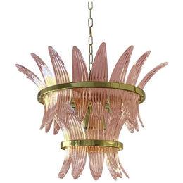 Contemporary Pink "Palmette" Murano Glass Chandelier