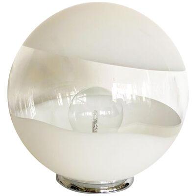 Contemporary Scenographic Murano White Murano Glass Table Lamp in 70's Style