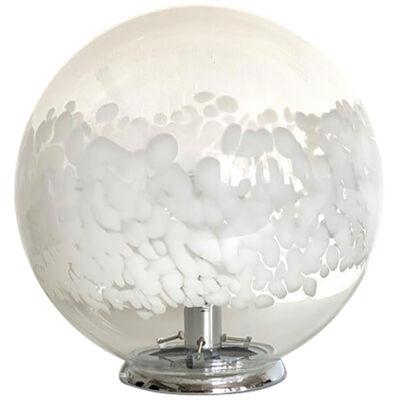 Contemporary Scenographic Murano White Murano Glass Table Lamp in 70's Style