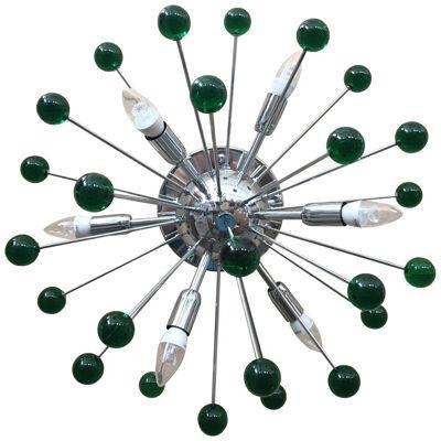 EMERALD-GREEN “STAR” MURANO GLASS SPUTNIK FLUSH MOUNT by SimoEng