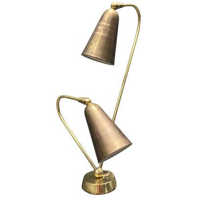 Stunning Brass Table Lamp in the style of Paavo Tynell, USA 1950s