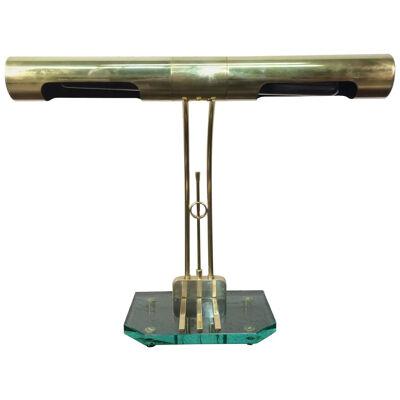 Designer Table Lamp, Brass and Glass
