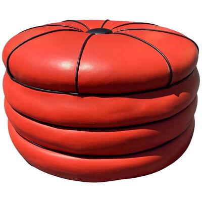 1950s Red and Black Stacked Ottoman Pouf