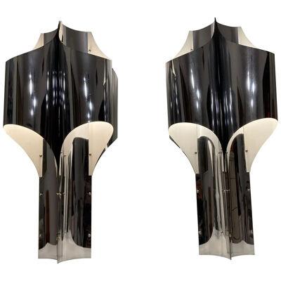 Pair of Large Chrome Table Lamps by Robert Sonneman, USA, 1960s