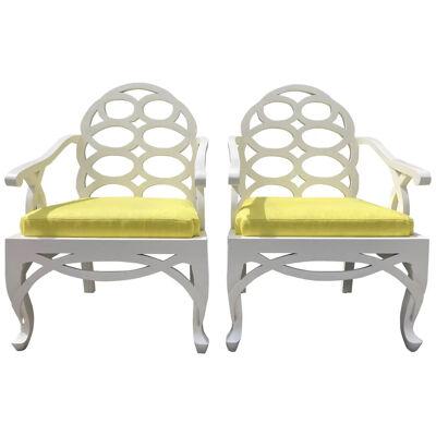 Pair of Frances Elkins Loop Arm Lounge Chairs
