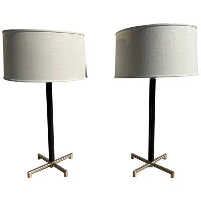 Pair of Nessen Table Lamps, NY, Stainless Steel