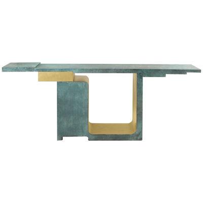 'XiangSheng I' Console, Brushed Bronze and Etruscan Green Patina - by Studio MVW