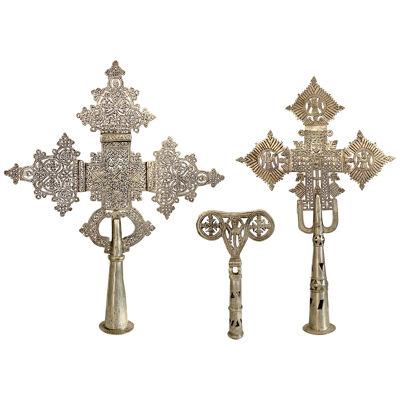 Set of 3 Silver Abyssinian Processional Crosses
