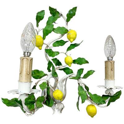 1950s Italian Tole Lemon Fruit Wall Light