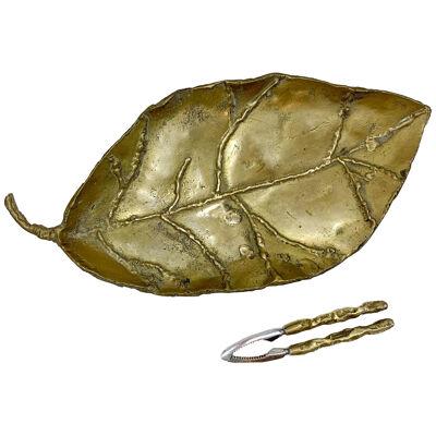 Decorative Brass Leaf Sculpture and Nut Cracker By David Marshall 1970’s