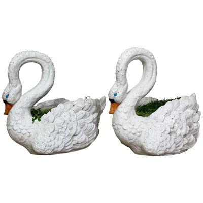Large Scale Impressive French Swan Planters 1950's