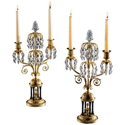 AN EXCEPTIONAL PAIR OF REGENCY TEMPLE CANDELABRAS