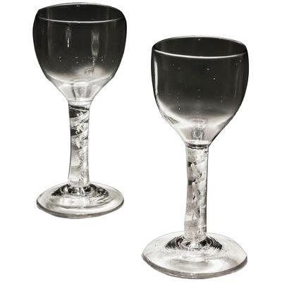 A Fine Pair Of Double Series Air Twist Goblets