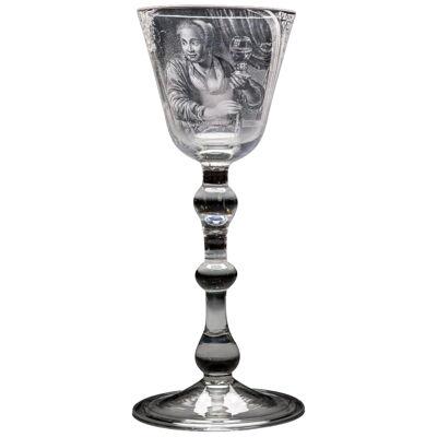 A RARE DOCUMENTARY STIPPLE-ENGRAVED GOBLET ENGRAVED BY FRANS GREENWOOD