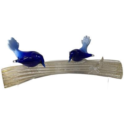 Murano Glass Bluebirds on a Branch
