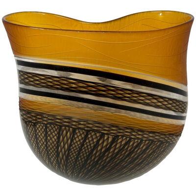 Murano "1 of 1" Amber Glass Vase by Schiavon