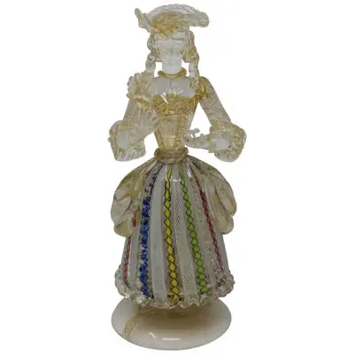 Vintage Filligrana Murano Glass Lady