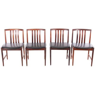 Mid-Century modern set of 4 dining chairs in Rio rosewood by Westnofa