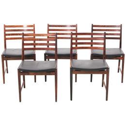 Mid-Century modern scandinavian set of 4 chairs in Rio rosewood by Larsen