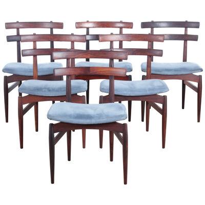 Mid-Century Modern Danish set of 6 chairs in Rio rosewood by Poul Hundevad