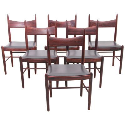 Mid-Century modern scandinavian set of 6 dining chairs in rosewood  
