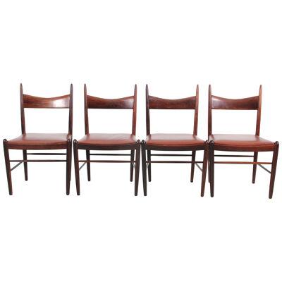 Mid-Century modern set of 4 dining chairs in Rio rosewood  